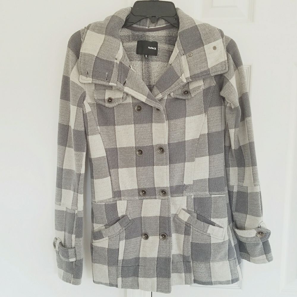 Hurley small spring fall coat jacket plaid sporty